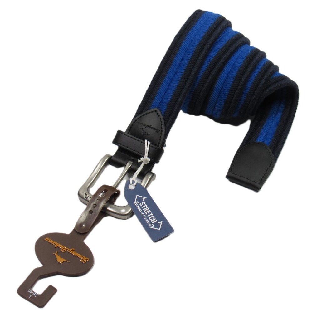 Tommy Bahama Men's Stretch Belt Navy Blue with Cobalt Stripe Size L (38-40)